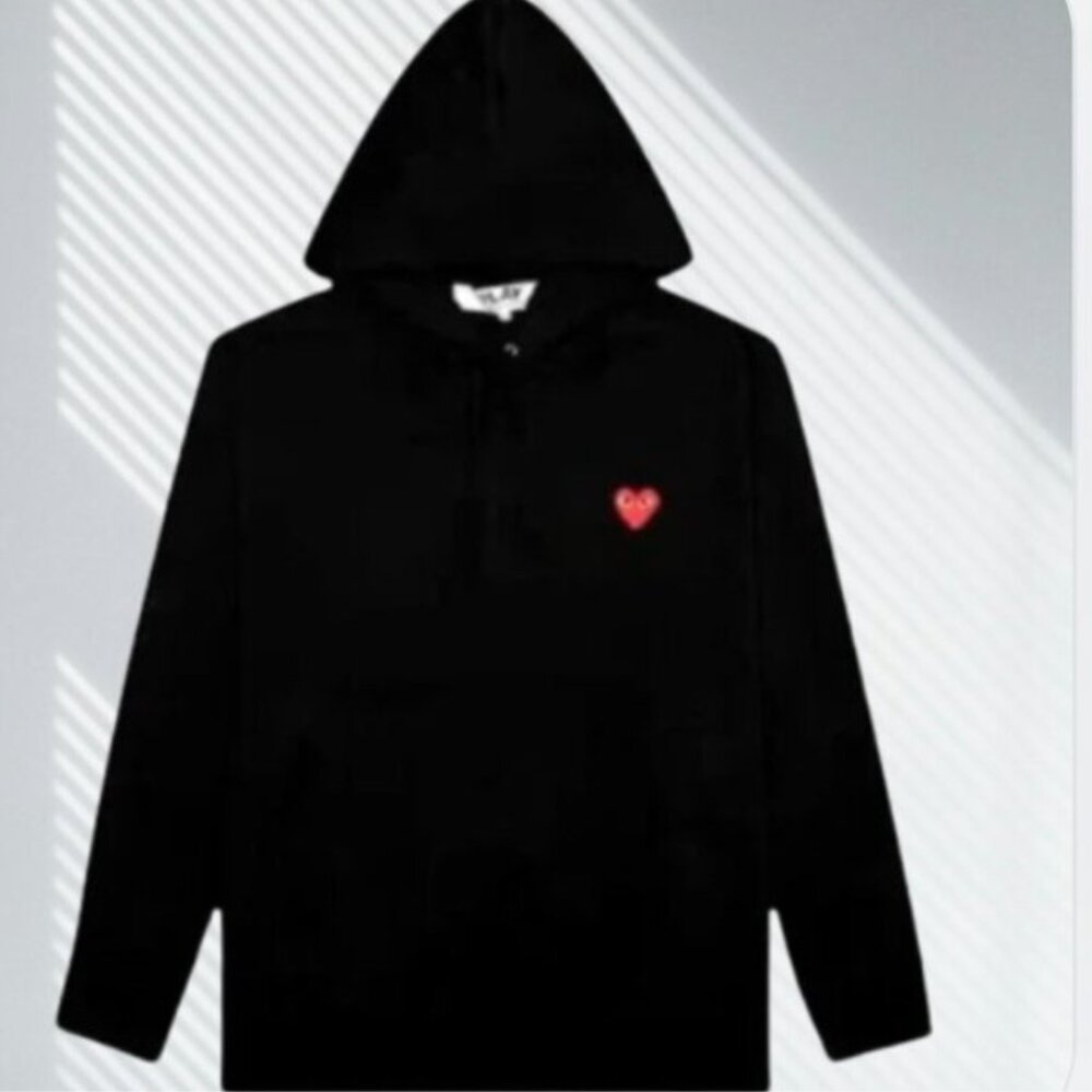 Comme des Garçons PLAY black with red heart patch pullover hoodie XXL